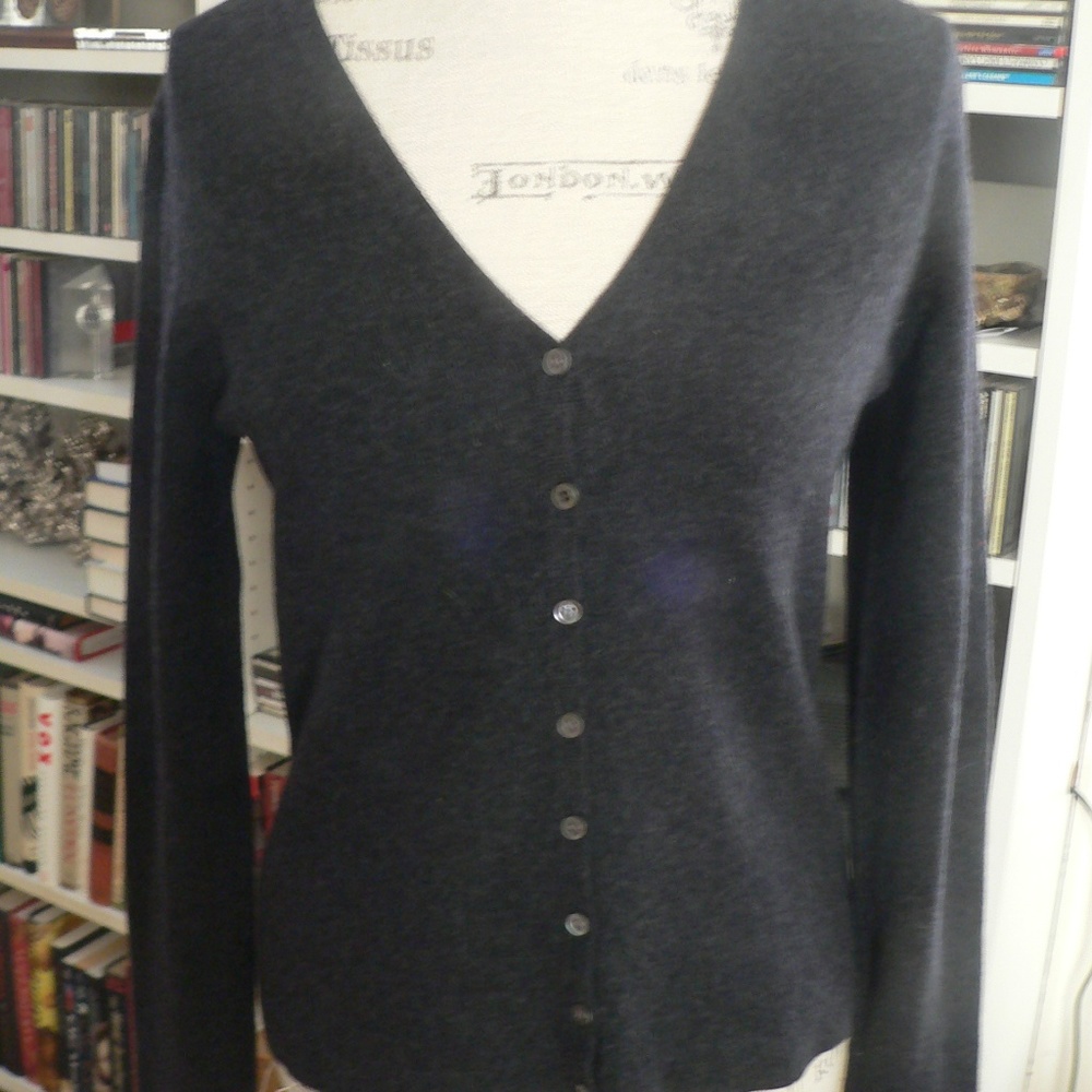 TSE GRAY CASHMERE CARDIGAN - M
